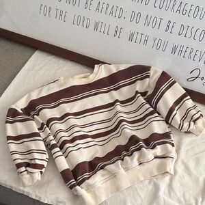 Elegant Brown and Cream Striped Women's Sweater